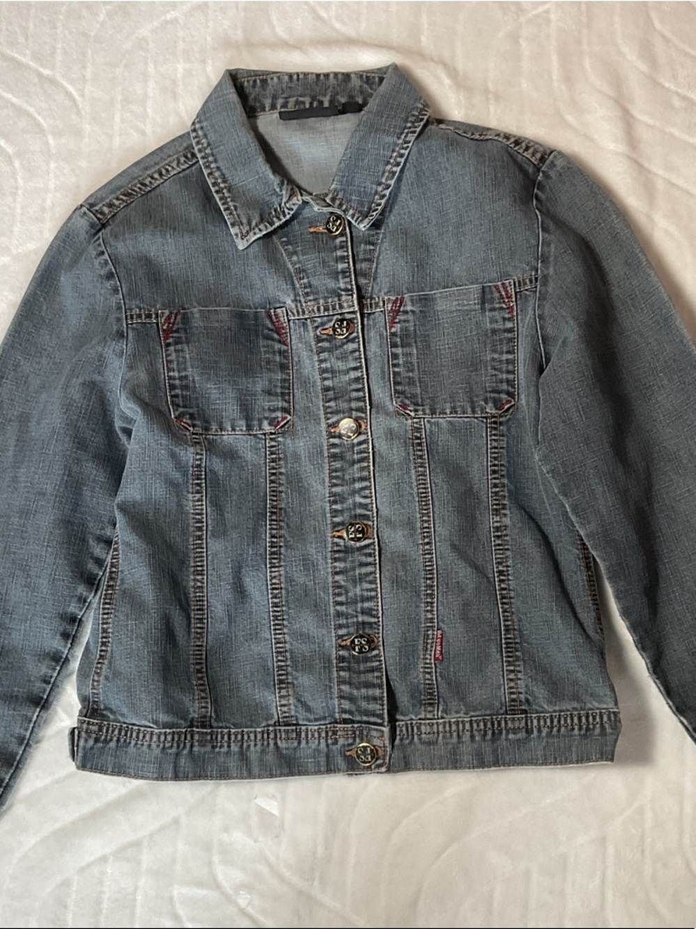 Women's Denim Jacket in Faded Blue - Casual Trucker Style